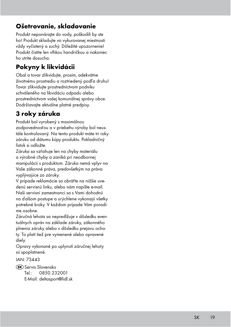 Ošetrovanie, skladovanie, Pokyny k likvidácii, 3 roky záruka | Crivit Floor Pump User Manual | Page 19 / 24