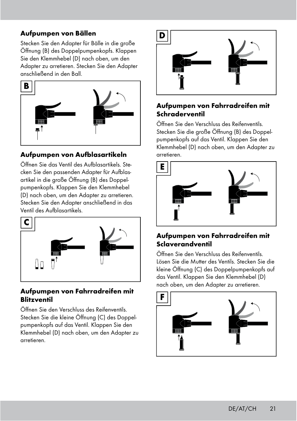 Bc d e f | Crivit Floor Pump User Manual | Page 21 / 24