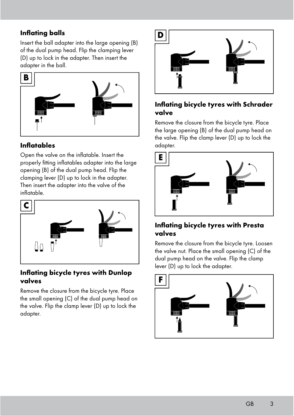 Bc d e f | Crivit Floor Pump User Manual | Page 3 / 24