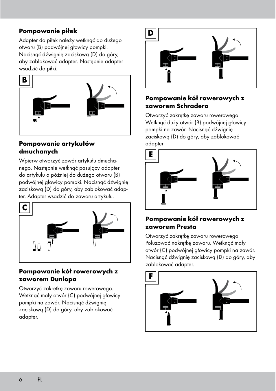 Bc d e f | Crivit Floor Pump User Manual | Page 6 / 24