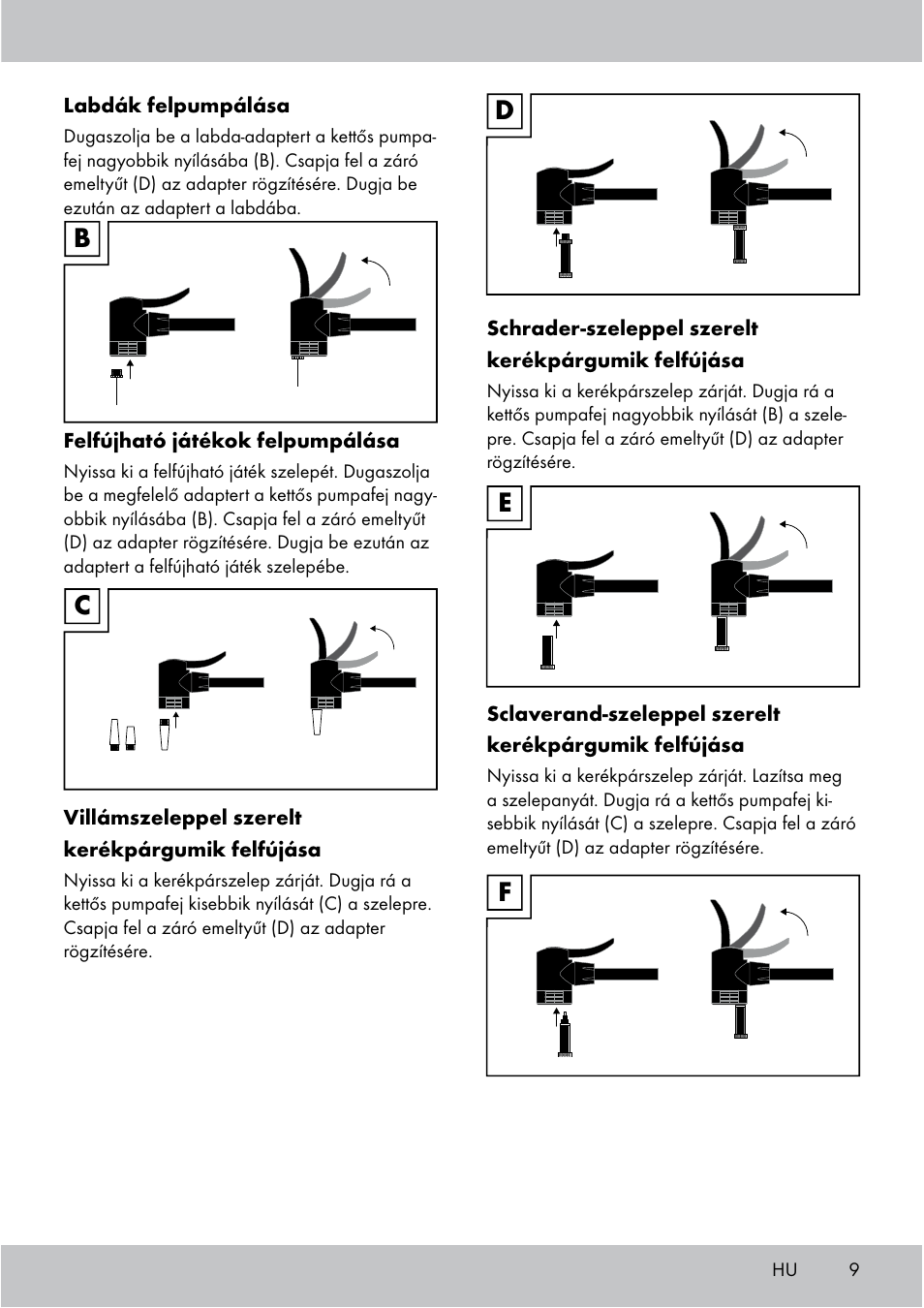 Bc d e f | Crivit Floor Pump User Manual | Page 9 / 24