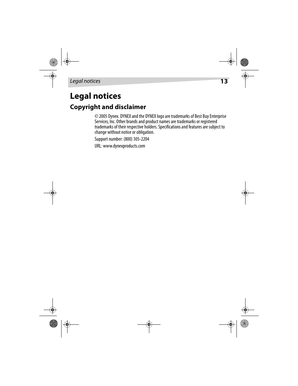 Legal notices | Dynex DX-E101 User Manual | Page 13 / 44