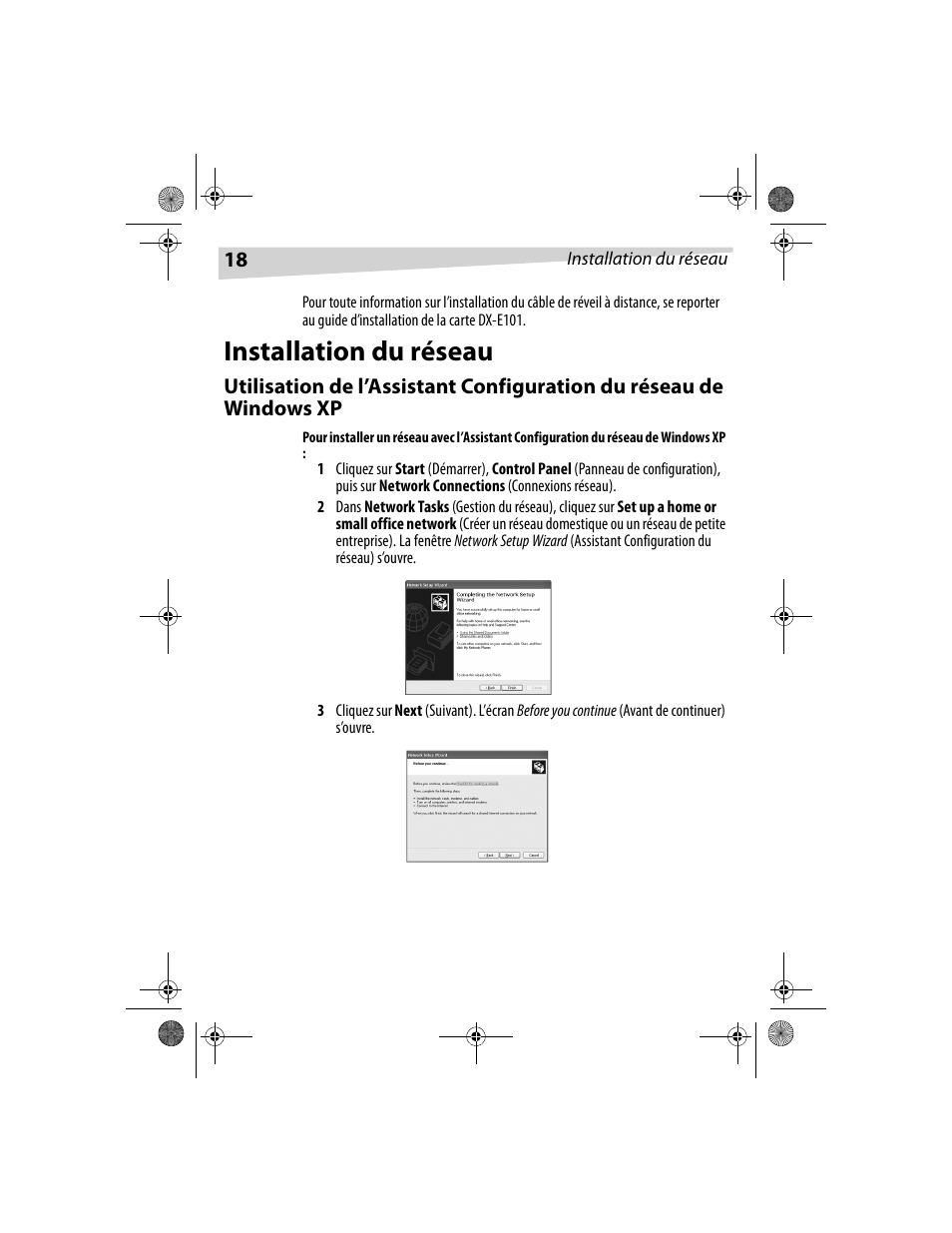 Installation du réseau | Dynex DX-E101 User Manual | Page 18 / 44