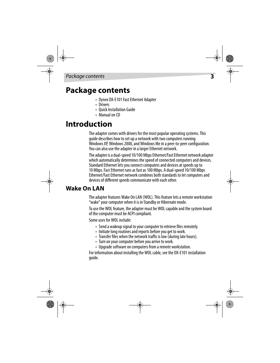 Package contents, Introduction | Dynex DX-E101 User Manual | Page 3 / 44