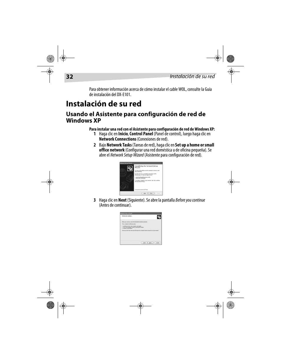 Instalación de su red | Dynex DX-E101 User Manual | Page 32 / 44