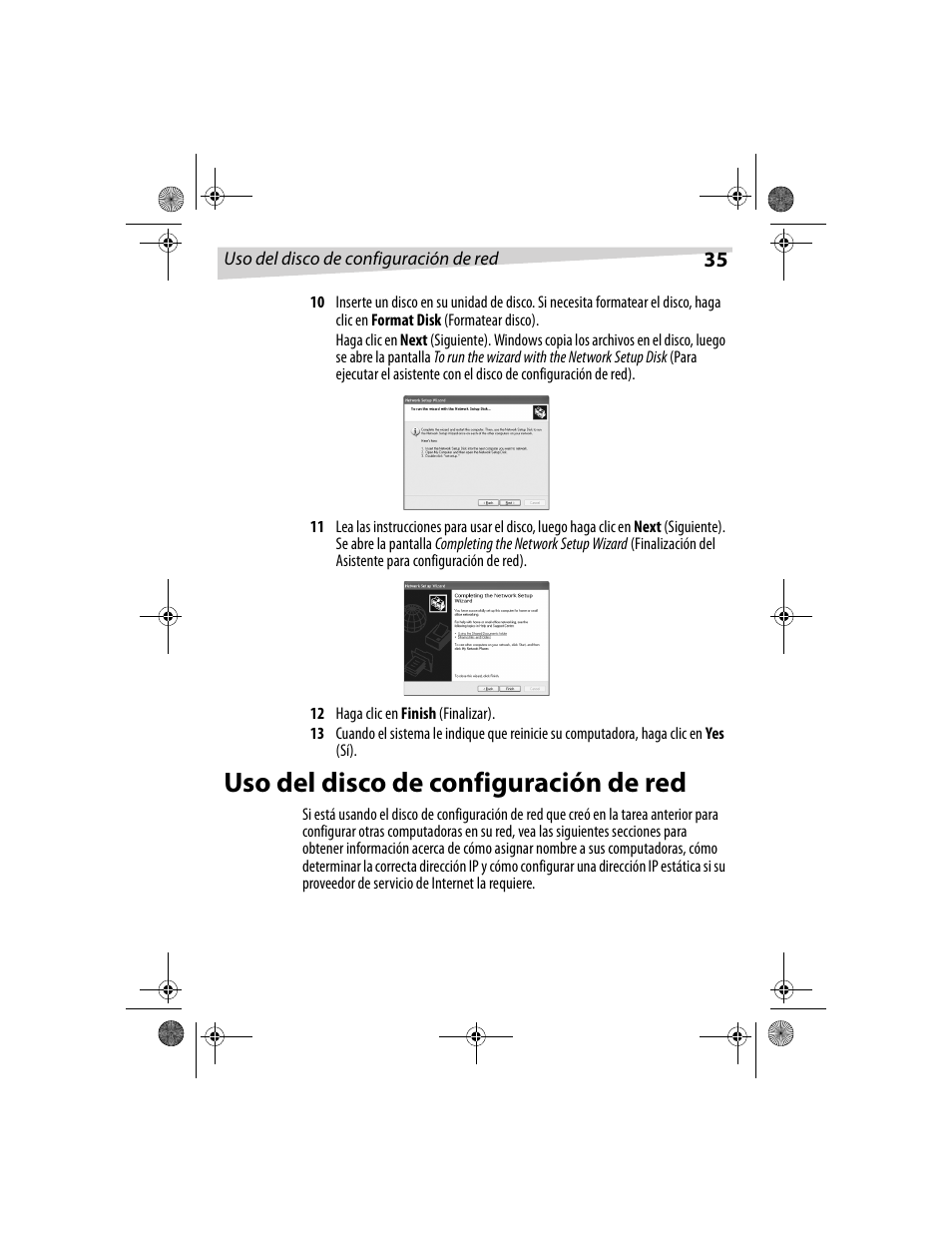 Uso del disco de configuración de red | Dynex DX-E101 User Manual | Page 35 / 44
