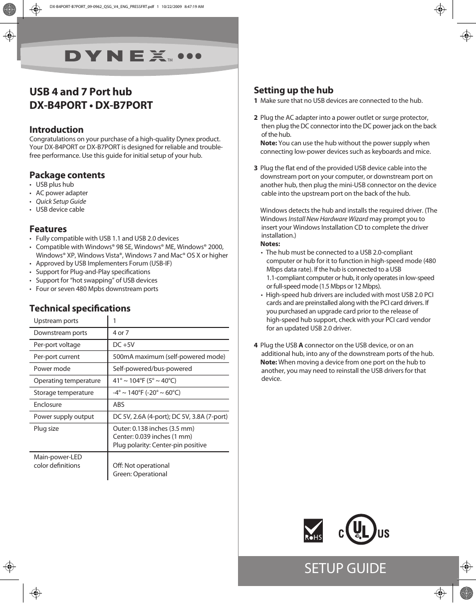 Dynex DX-B4PORT User Manual | 2 pages