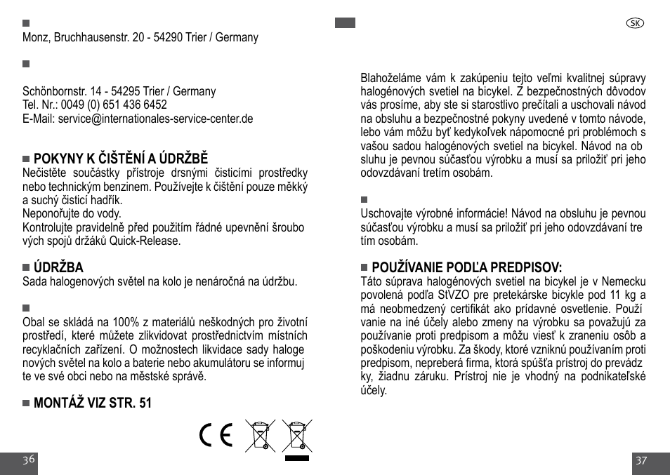 Crivit Halogen Bike Light Set User Manual | Page 19 / 29