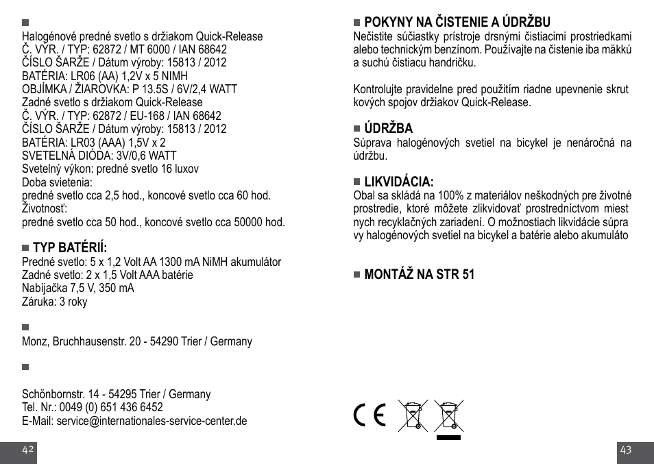 Crivit Halogen Bike Light Set User Manual | Page 22 / 29