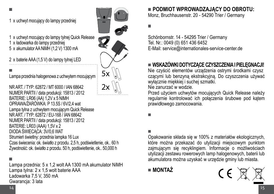 Crivit Halogen Bike Light Set User Manual | Page 8 / 29