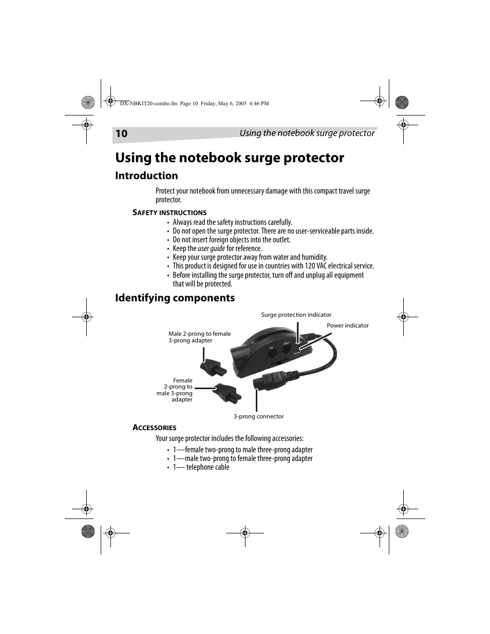 Introduction, Identifying components | Dynex DX-NBKIT20 User Manual | Page 10 / 64