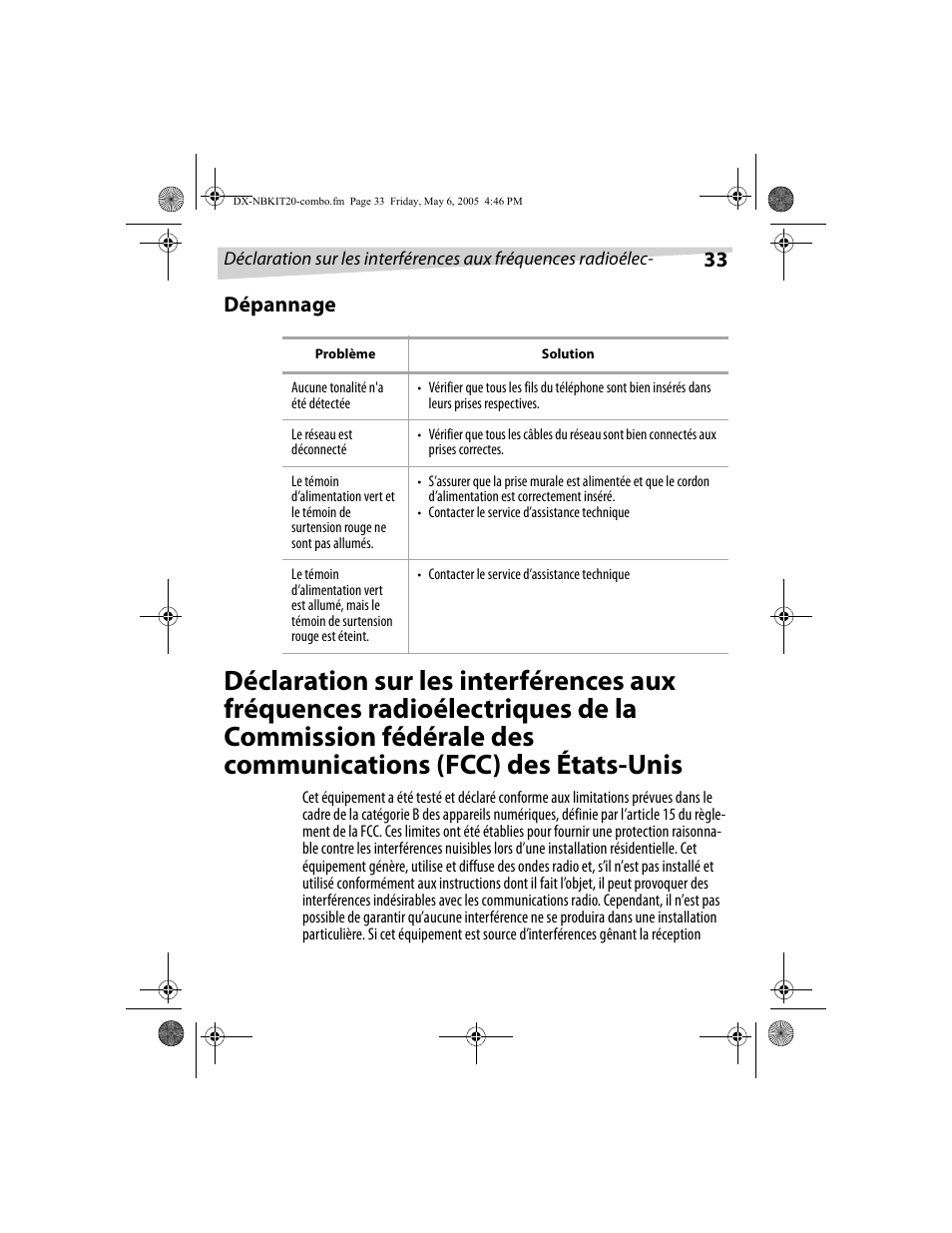 33 dépannage | Dynex DX-NBKIT20 User Manual | Page 33 / 64