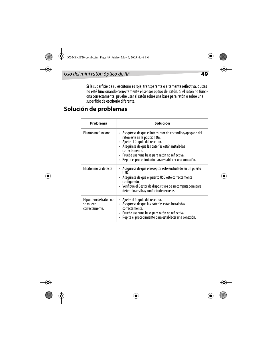 Solución de problemas | Dynex DX-NBKIT20 User Manual | Page 49 / 64