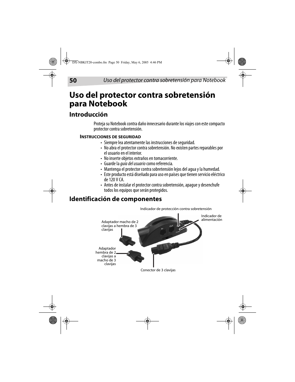 Introducción, Identificación de componentes | Dynex DX-NBKIT20 User Manual | Page 50 / 64