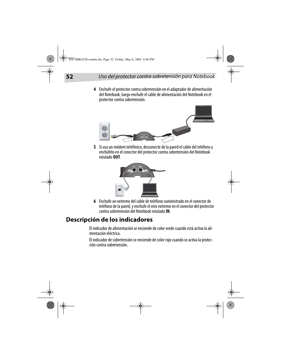 Descripción de los indicadores | Dynex DX-NBKIT20 User Manual | Page 52 / 64