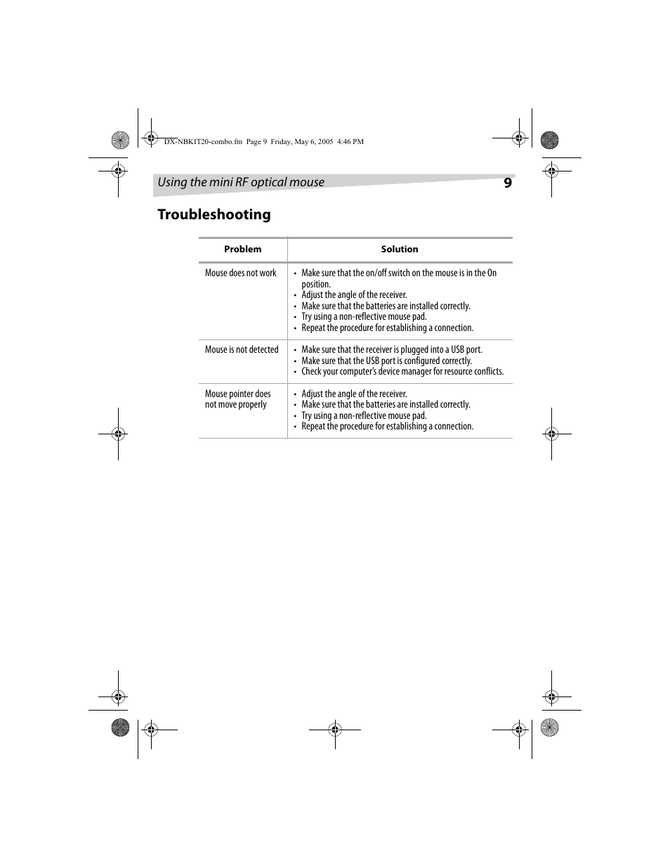 9troubleshooting | Dynex DX-NBKIT20 User Manual | Page 9 / 64