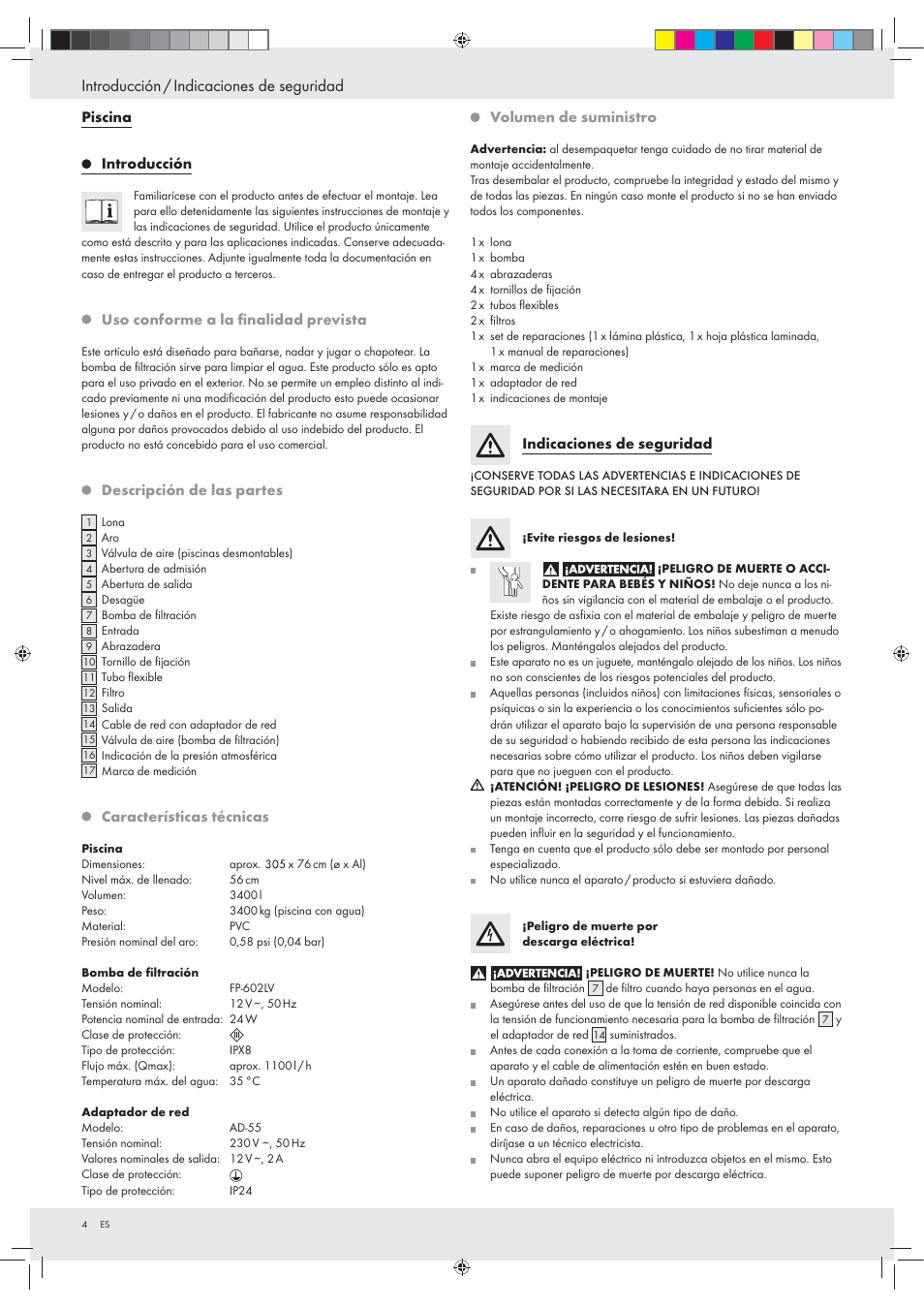 Introducción / indicaciones de seguridad | Crivit Z31152 User Manual | Page 4 / 30