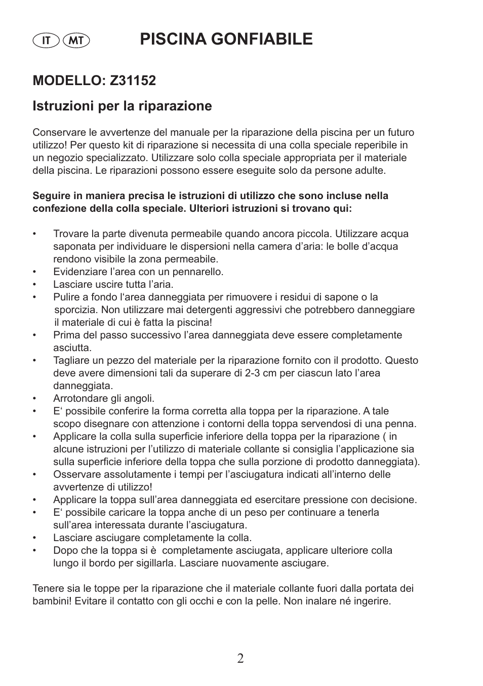 Piscina gonfiabile | Crivit Z31152 User Manual | Page 3 / 6