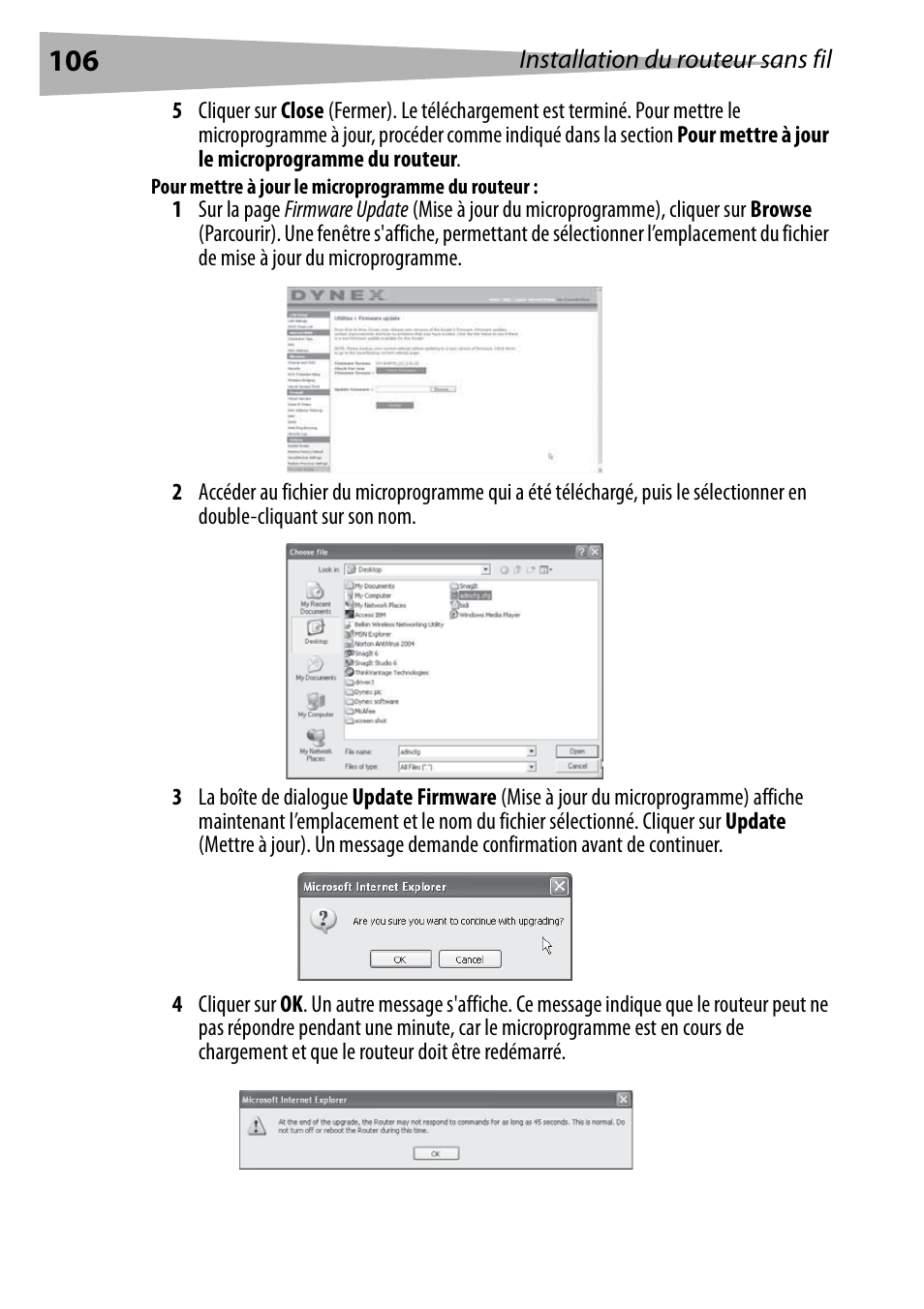 Pour mettre à jour le microprogramme du routeur | Dynex DX-WEGRTR User Manual | Page 106 / 200