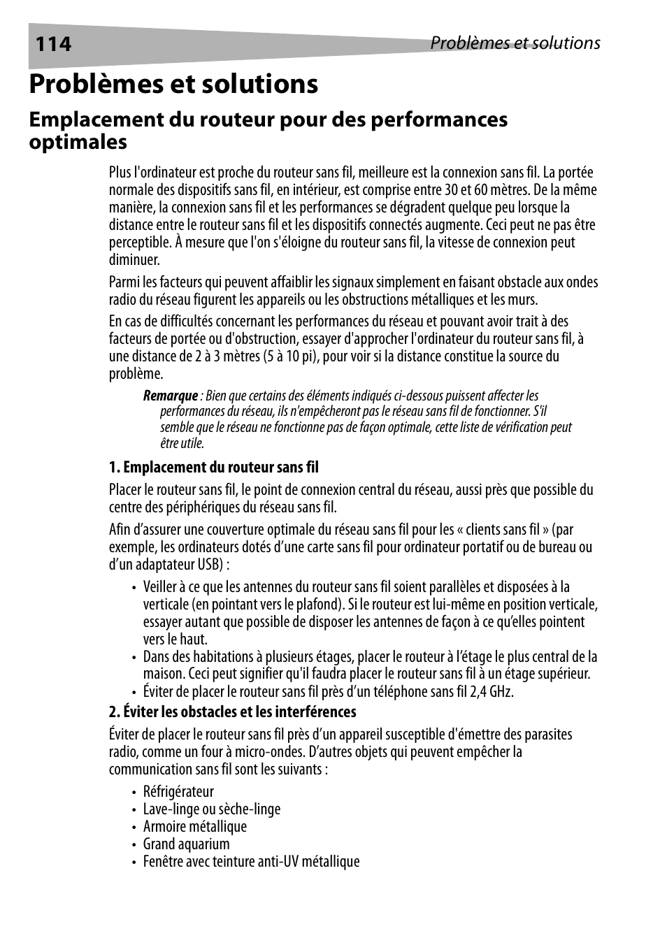 Problèmes et solutions, Ge 114 | Dynex DX-WEGRTR User Manual | Page 114 / 200