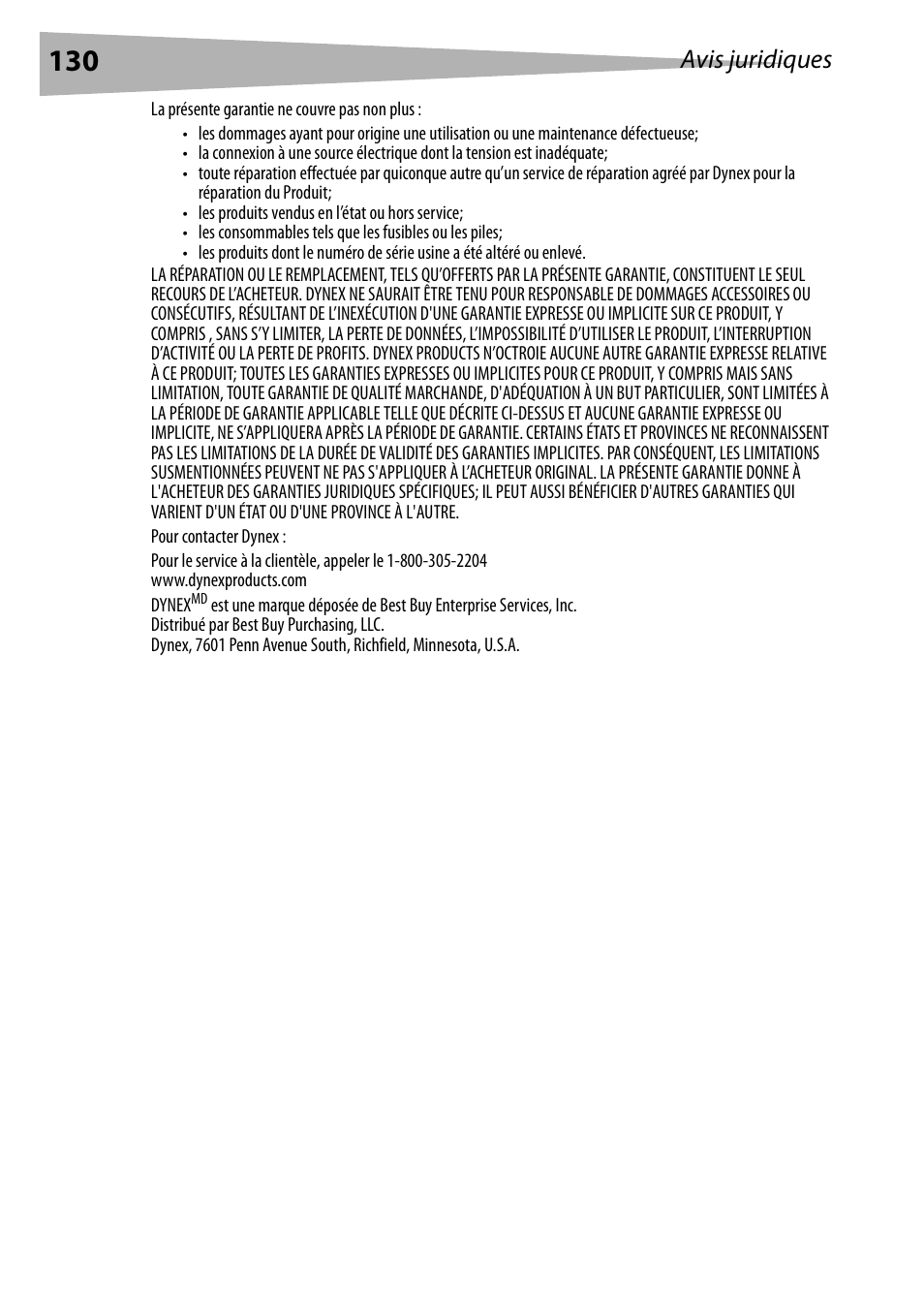 Avis juridiques | Dynex DX-WEGRTR User Manual | Page 130 / 200