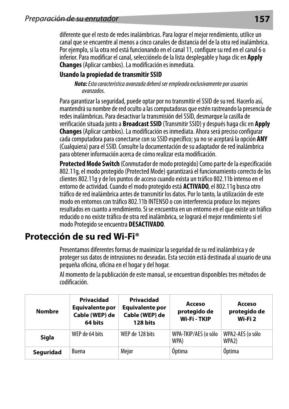 Protección de su red wi-fi, Preparación de su enrutador | Dynex DX-WEGRTR User Manual | Page 157 / 200