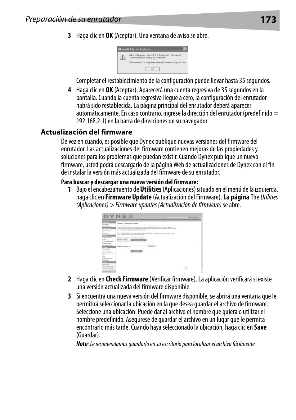 Actualización del firmware | Dynex DX-WEGRTR User Manual | Page 173 / 200