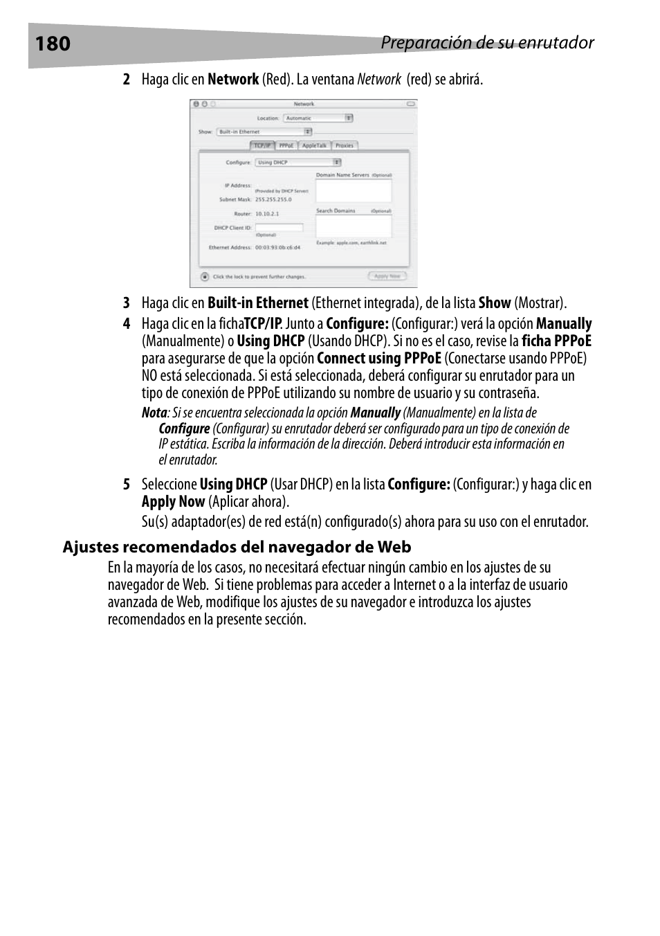 Ajustes recomendados del navegador de web | Dynex DX-WEGRTR User Manual | Page 180 / 200