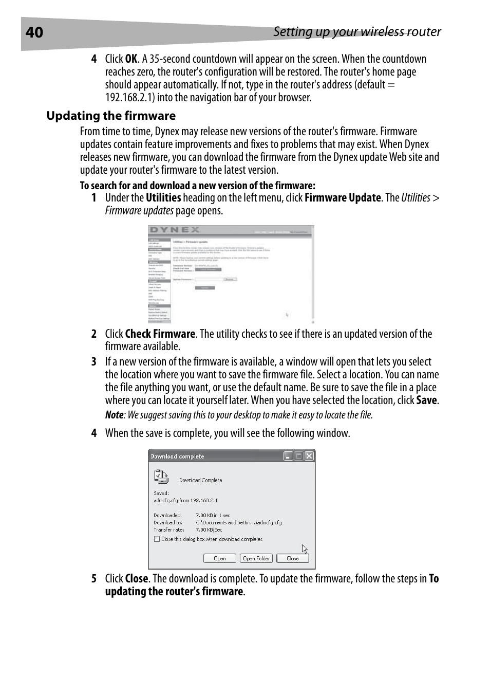 Updating the firmware | Dynex DX-WEGRTR User Manual | Page 40 / 200