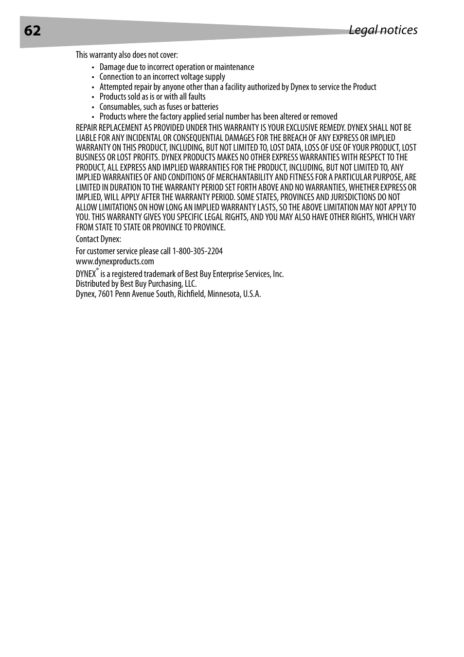 Legal notices | Dynex DX-WEGRTR User Manual | Page 62 / 200