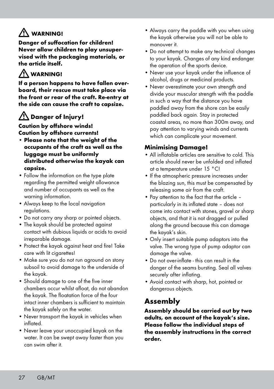 Assembly | Crivit 2-Person Kayak User Manual | Page 26 / 38