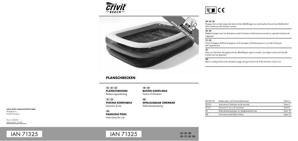 Crivit Paddling Pool User Manual | 14 pages