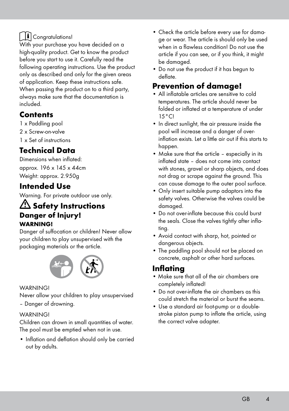 Crivit Paddling Pool User Manual | Page 3 / 18