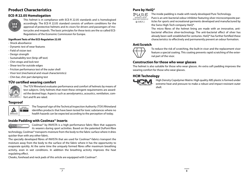 Product characteristics | Crivit DS-URBAN101 User Manual | Page 5 / 13