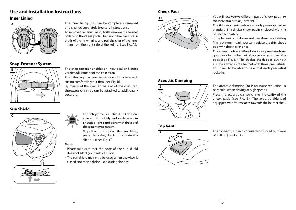 Use and installation instructions | Crivit DS-URBAN101 User Manual | Page 6 / 13