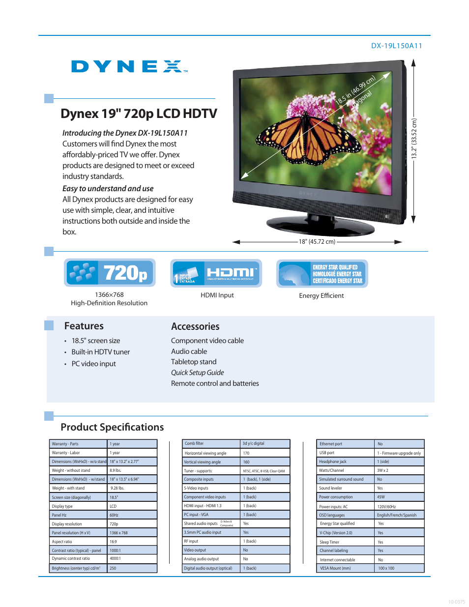Dynex DX-19L150A11 User Manual | 1 page