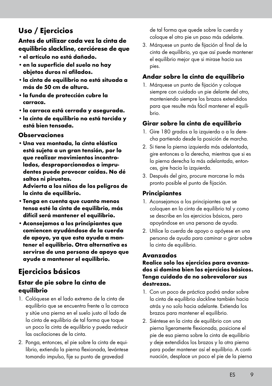 Uso / ejercicios, Ejercicios básicos | Crivit SL-1530 User Manual | Page 9 / 44