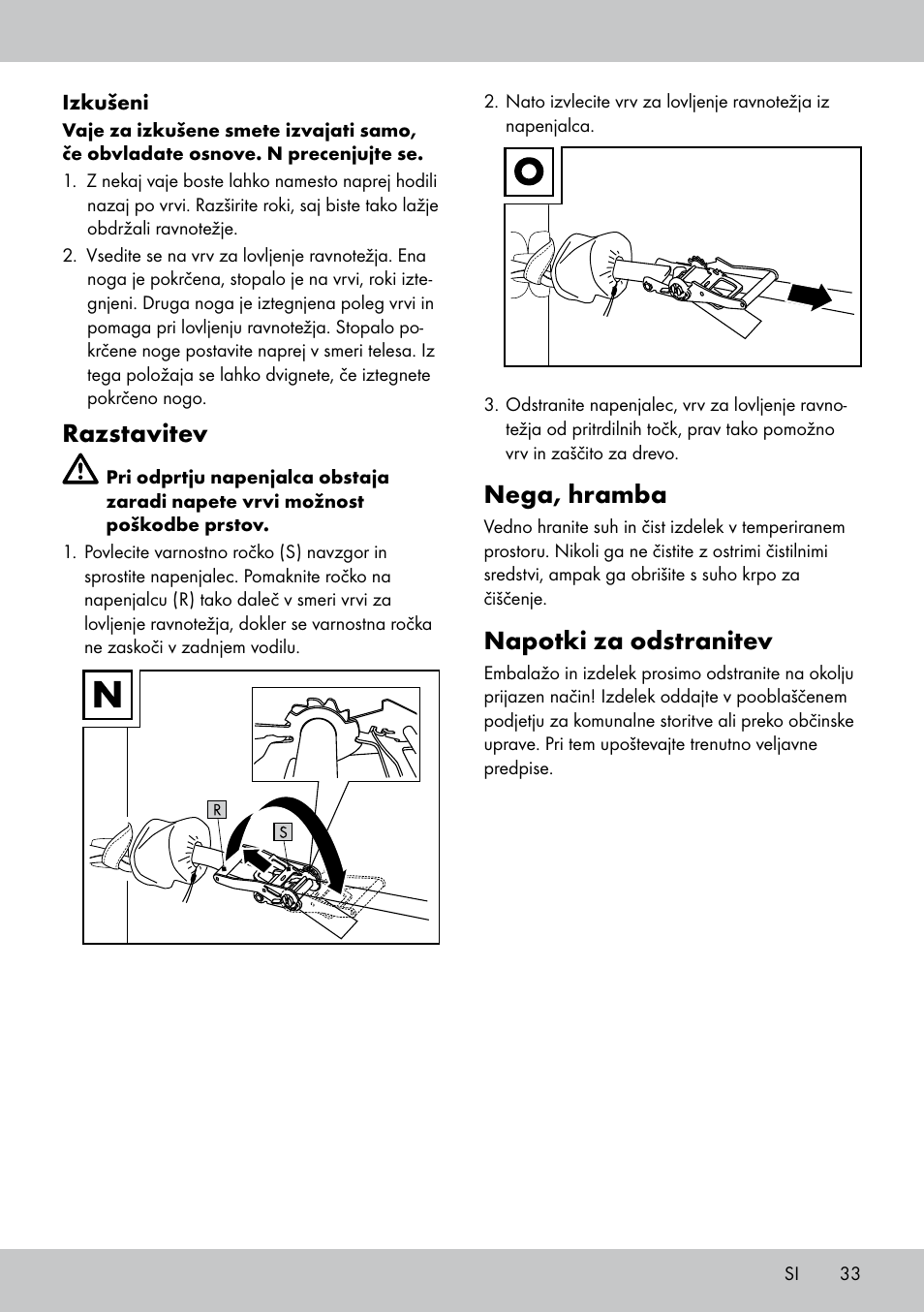 Razstavitev, Nega, hramba, Napotki za odstranitev | Crivit SL-1530 User Manual | Page 33 / 60