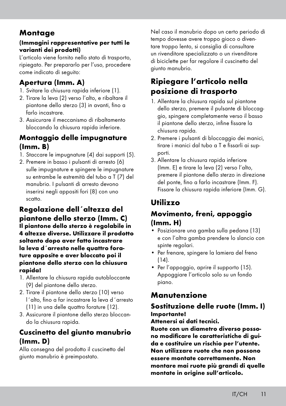 Montage, Ripiegare l’articolo nella posizione di trasporto, Utilizzo | Manutenzione | Crivit AS-1543 User Manual | Page 11 / 20