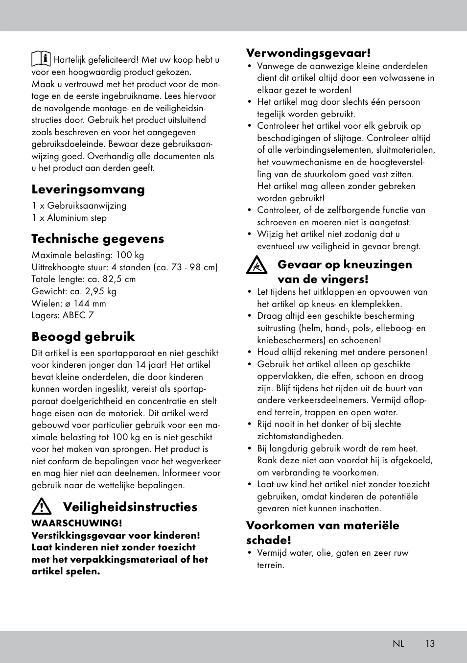 Leveringsomvang, Technische gegevens, Beoogd gebruik | Veiligheidsinstructies | Crivit AS-1543 User Manual | Page 13 / 20