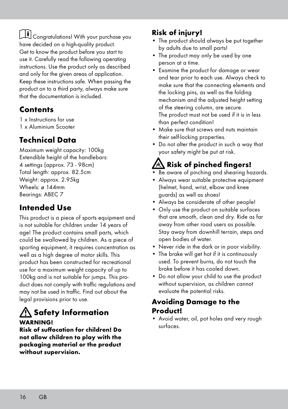 Crivit AS-1543 User Manual | Page 16 / 20