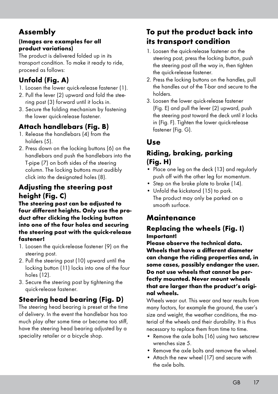 Assembly, Maintenance | Crivit AS-1543 User Manual | Page 17 / 20