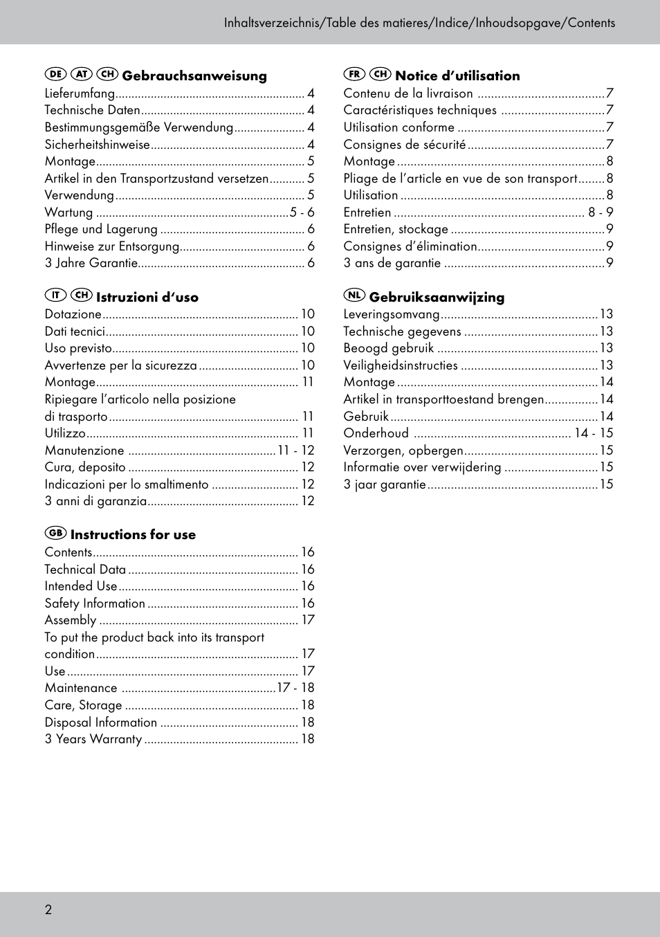 Crivit AS-1543 User Manual | Page 2 / 20