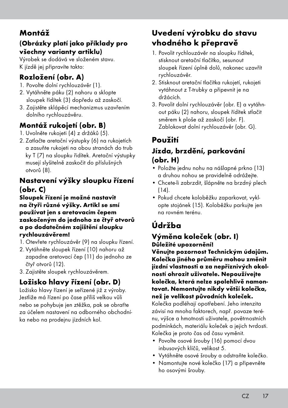 Montáž, Uvedení výrobku do stavu vhodného k přepravě, Použití | Údržba | Crivit AS-1543 User Manual | Page 17 / 28