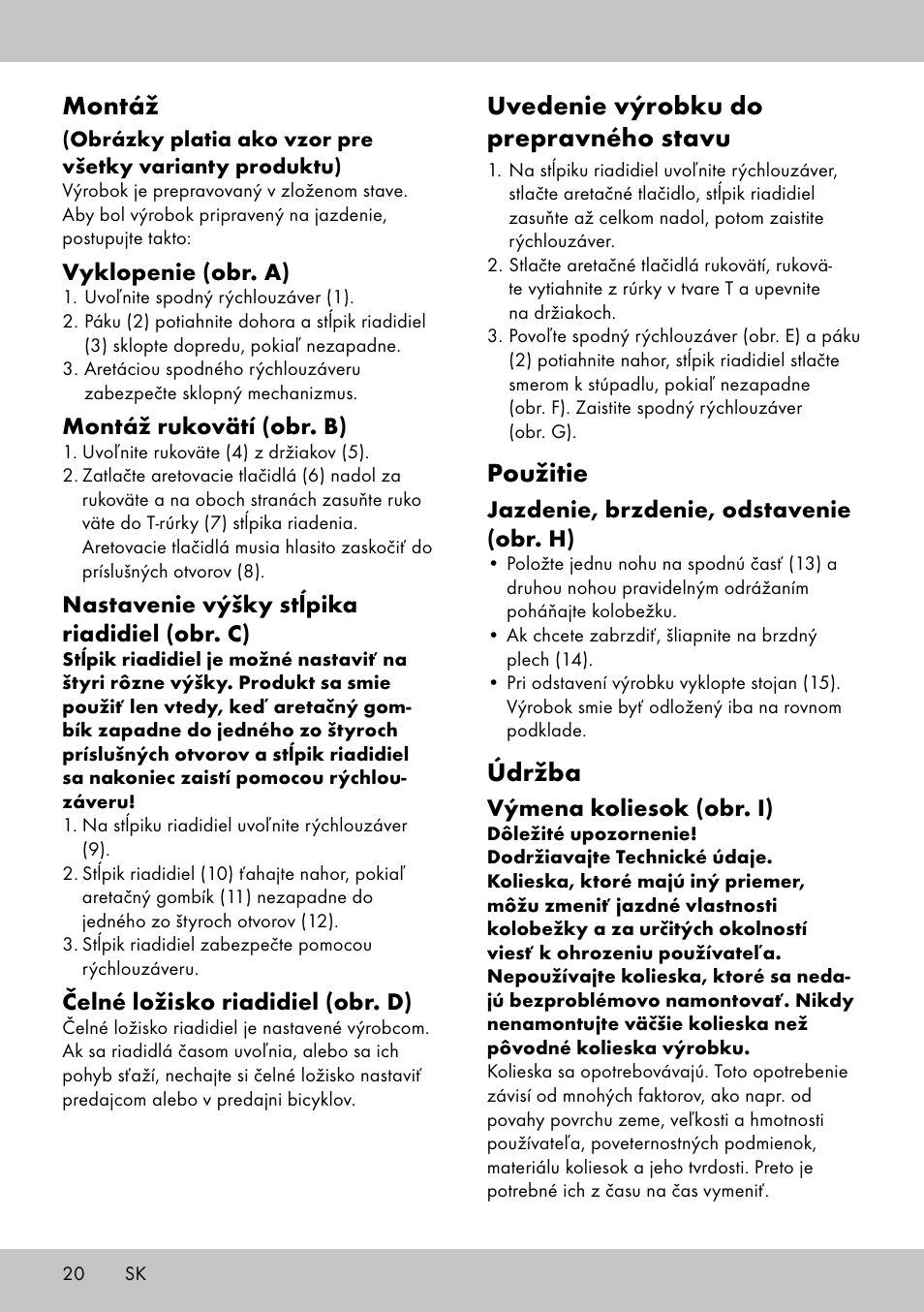 Montáž, Uvedenie výrobku do prepravného stavu, Použitie | Údržba | Crivit AS-1543 User Manual | Page 20 / 28