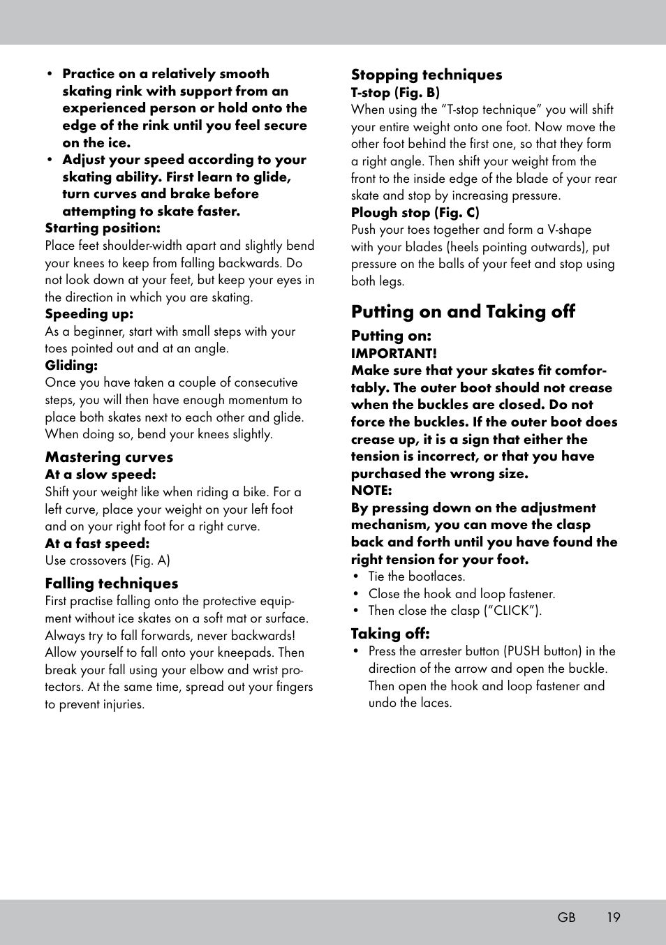 Putting on and taking off | Crivit EW-1441 User Manual | Page 19 / 24