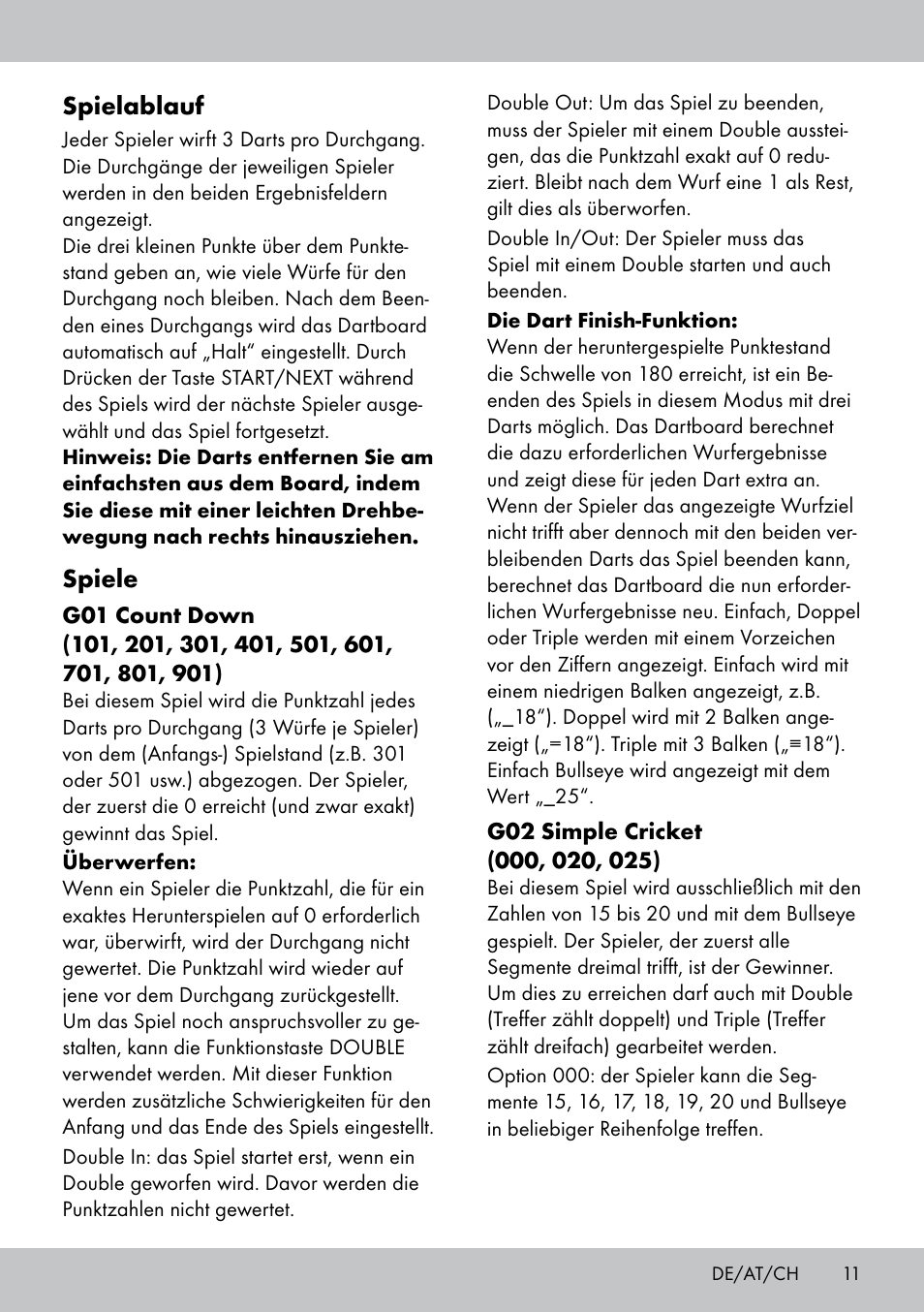 Spielablauf, Spiele | Crivit DS-1532 User Manual | Page 11 / 82