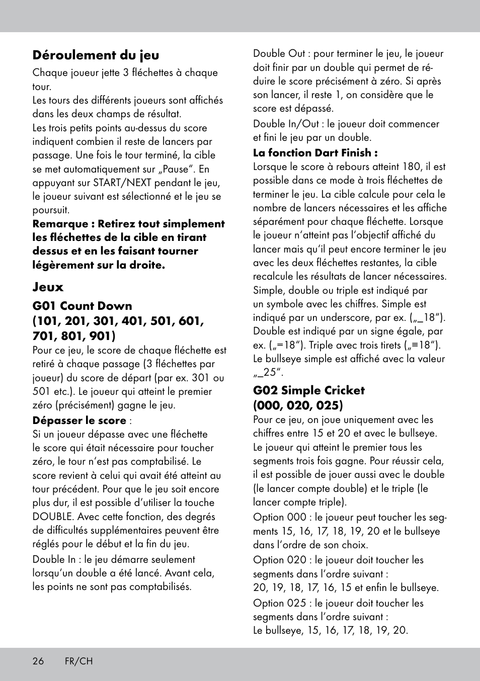 Déroulement du jeu, Jeux | Crivit DS-1532 User Manual | Page 26 / 82