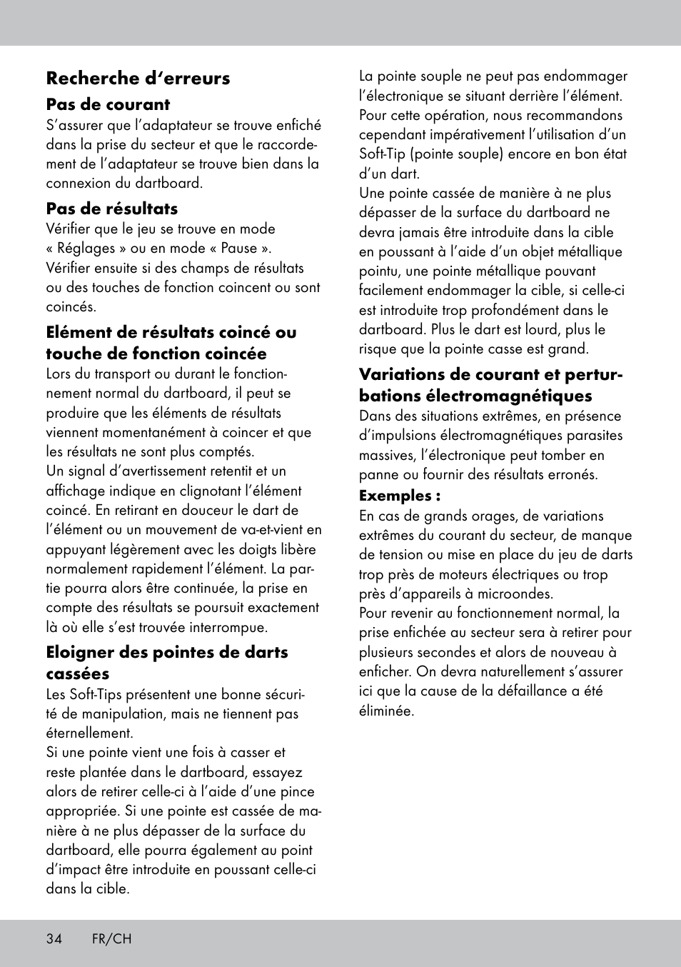 Recherche d‘erreurs | Crivit DS-1532 User Manual | Page 34 / 82