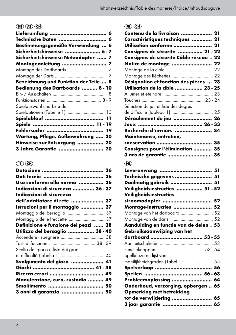 Crivit DS-1532 User Manual | Page 4 / 82
